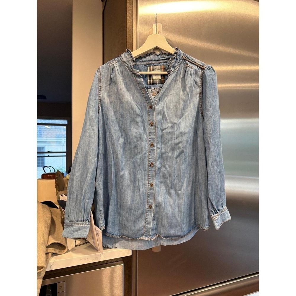 Matilda Jane Good Hart Lyles Chambray‎ shirt in a light denim wash medium